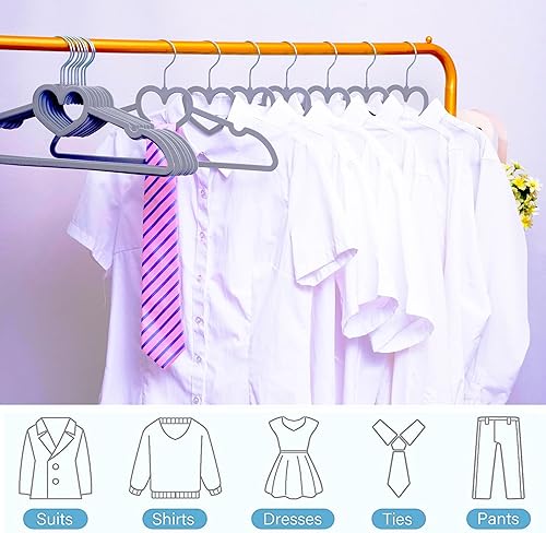 Miniatura 4 de Paquete de 50 perchas de terciopelo gris, perchas antideslizantes de 16 pulgadas para adultos, colgador de ropa delgado con gancho giratorio de 360