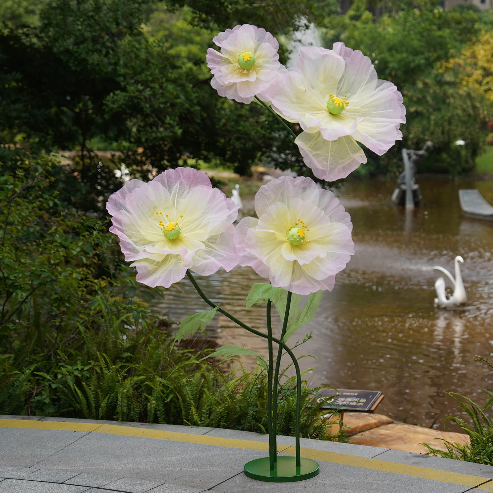 Photo 1 of ZEYEXE Giant Organza Artificial Flowers with Stand