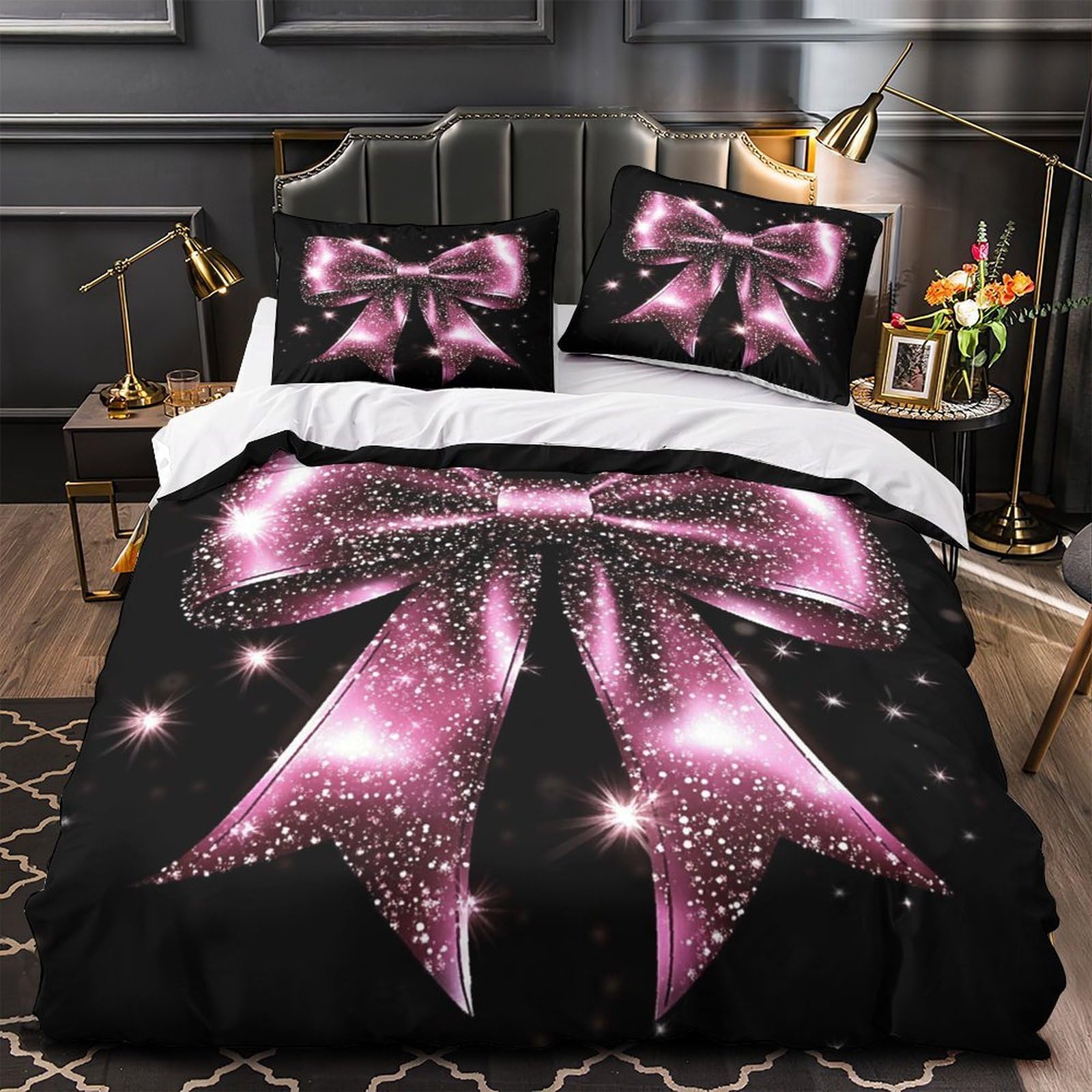 Linge de lit paillettes festives pour chambre de fille single