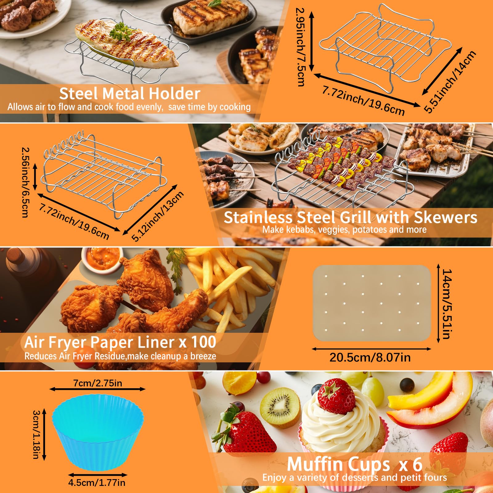 Accessoires voor Philips Airfryer Dual Basket 3000 Series NA350/NA550 Airfryer-accessoires, inclusief siliconenvorm, heteluchtfriteuse-accessoires, grillrooster, broodbakvormen, keukentang, enz