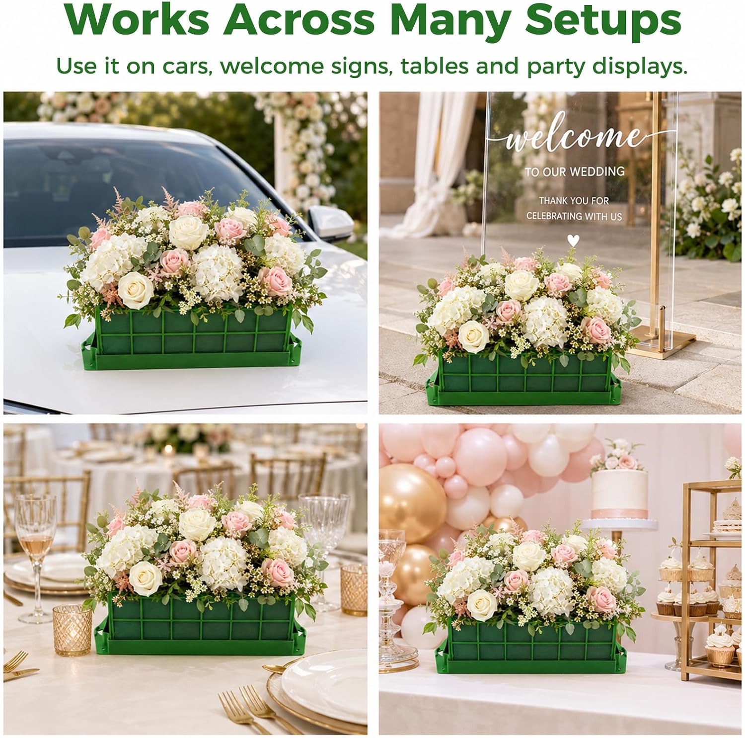 2pcs Floral Foam Cage for Flowers, DIY Rectangle Foam Cage Holder for Artificial & Fresh Flowers Flowers Bowl Table Centerpiece Floral Arrangement for Wedding, Home Decor, Party