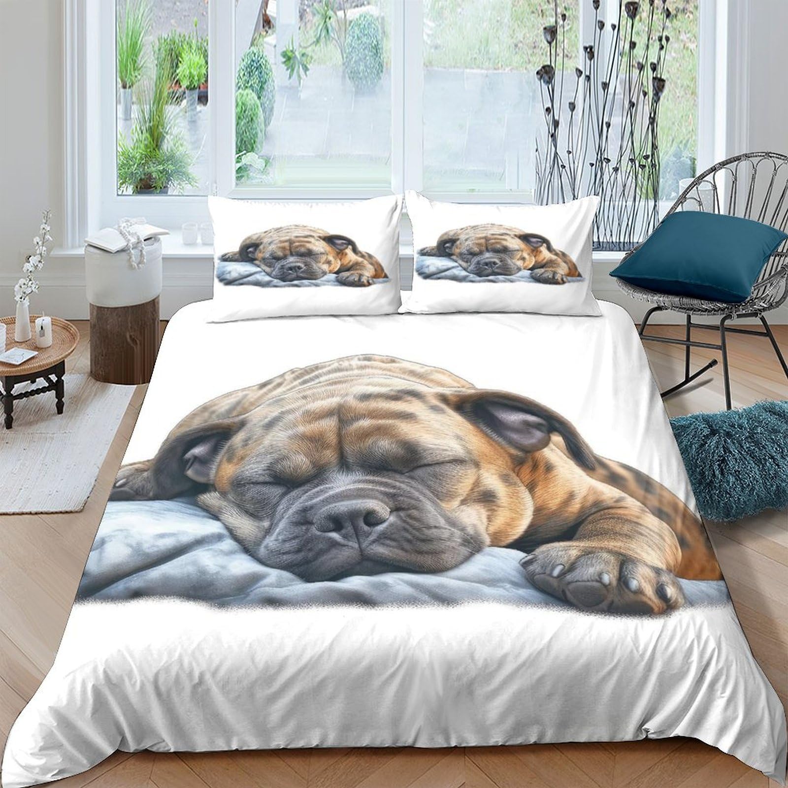 Qpirinmex Staffordshire Bull Terrier Duvet Cover 3D Cute Dog Quilt Cover Bedding Comforter Cover With Zipper Closure Soft Fiber Apply To Kids Youth Room Decor 3 Piece Set Soft And Comfortable Double（200X200cm）