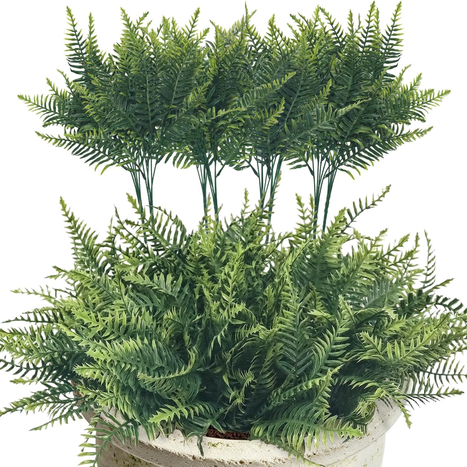 8 Pcs Fake Ferns, Green Artificial Ferns for Outdoors | UV Resistant Artificial Outdoor Plants, Artificial Greenery for Outdoors, Garden Patio Porch Decor