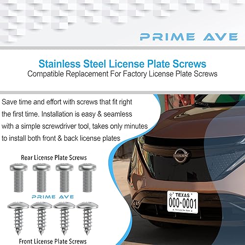 Miniatura 4 de Prime Ave Tornillos de matrícula de acero inoxidable compatiblesreemplazo para Nissan e Infiniti (longitud estándar)