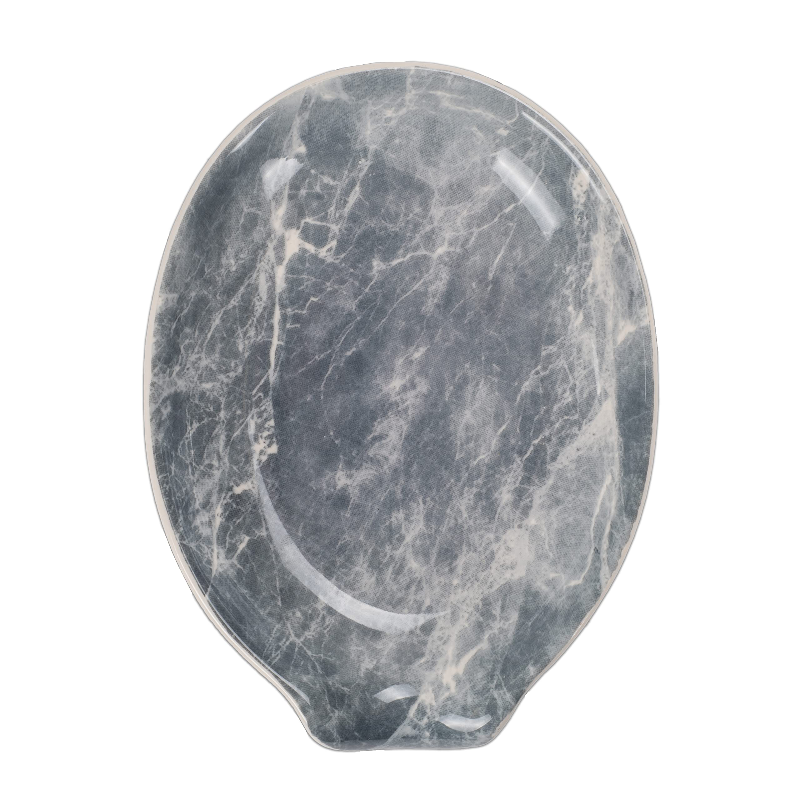 Nat & Jules Marbled Grey 6 x 4 inch Ceramic Oval Countertop Spoon Rest - Versatile & Ideal for Everyday use from your Stove Top, Kitchen Counter, and Coffee or Cooking Stations, Marbled Grey