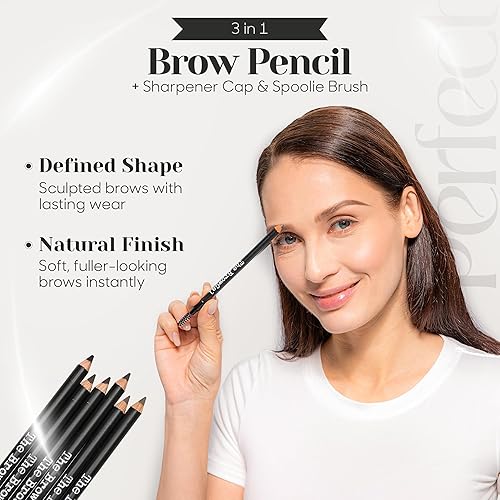 Vista 4 de The BrowGal - 3 en 1, lápiz de cejas delgado - 06 con tapa afiladora y cepillo de carrete - Dibuja pequeños pelos de cejas y rellenos en áreas Rubio