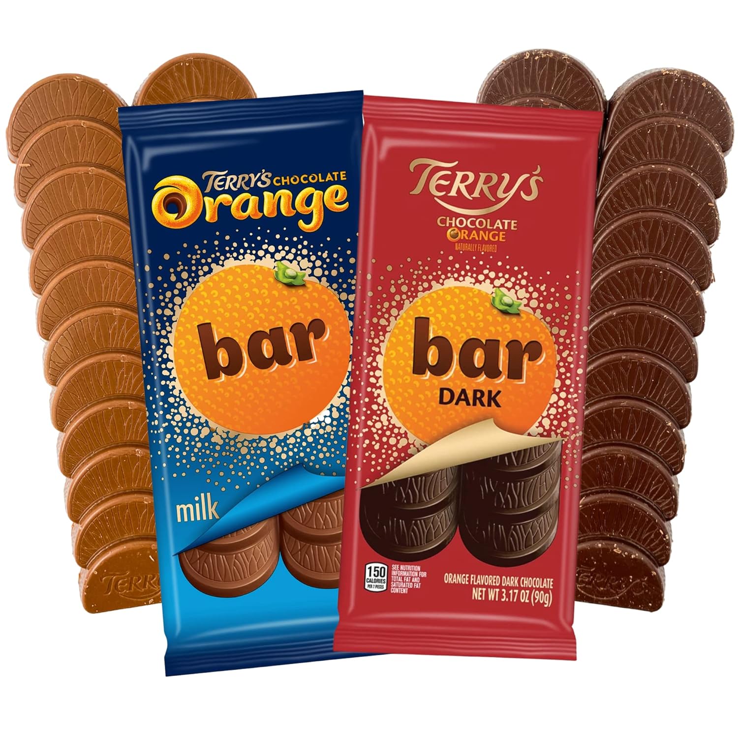 Milk and Dark Chocolate Orange Bars, Individually Wrapped