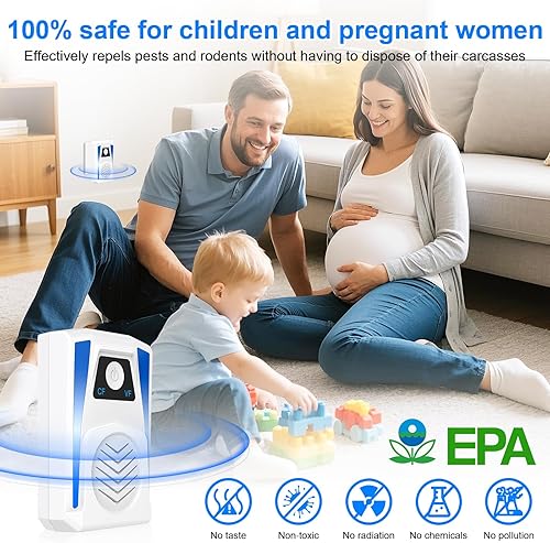 Miniatura 5 de Paquete de 6 repelentes ultrasónicos de plagas mejorados, repelente ultrasónico para ratones para ahuyentar ratones, mosquitos, moscas, cucarachas,