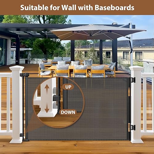 Miniatura 7 de Puerta retráctil para exteriores resistente a la intemperie para perros con tornillos y varillas de acero inoxidable que no se oxidan, puertas Negro