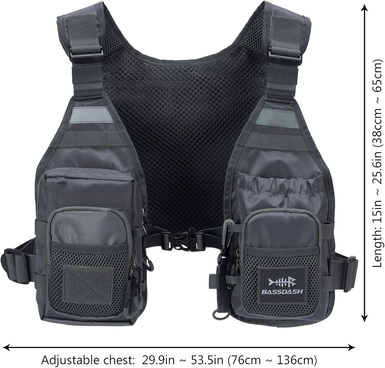BASSDASH FV08 Ultra Lightweight Fly Fishing Vest for Men and Women Portable Chest Pack