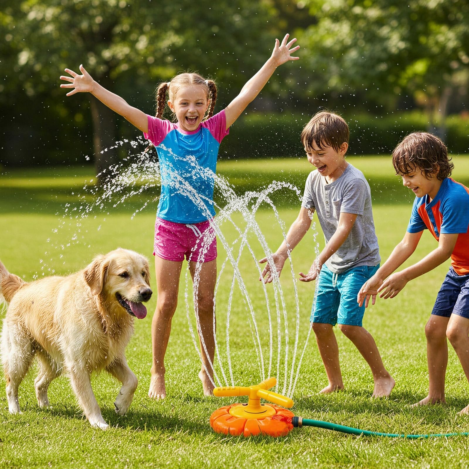 Wassersprinkle Toys for Kids, Cute Sprinkler, Outdoor Garden Lawn Watering Toys with Hose Clamps, Sprinkler Toys for Lawn, Garden, Pool party (Yellow sunflower) — image 1