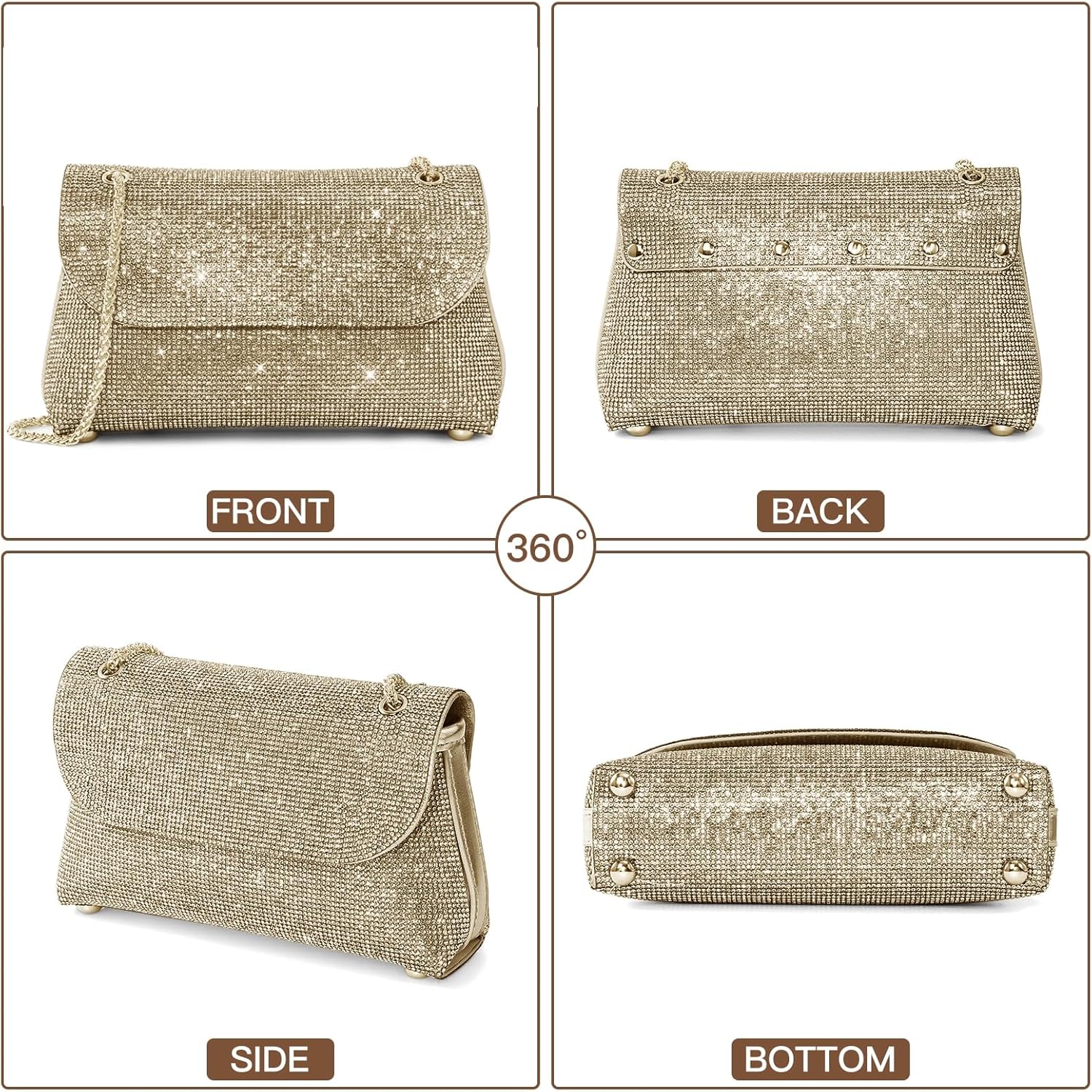 Clutch Purses for Women Crossbody Purse Rhinestone Evening Bag Wedding Cocktail Party Shoulder Bags | Rhinestone Purse, Sparkly Handbags, for Wedding