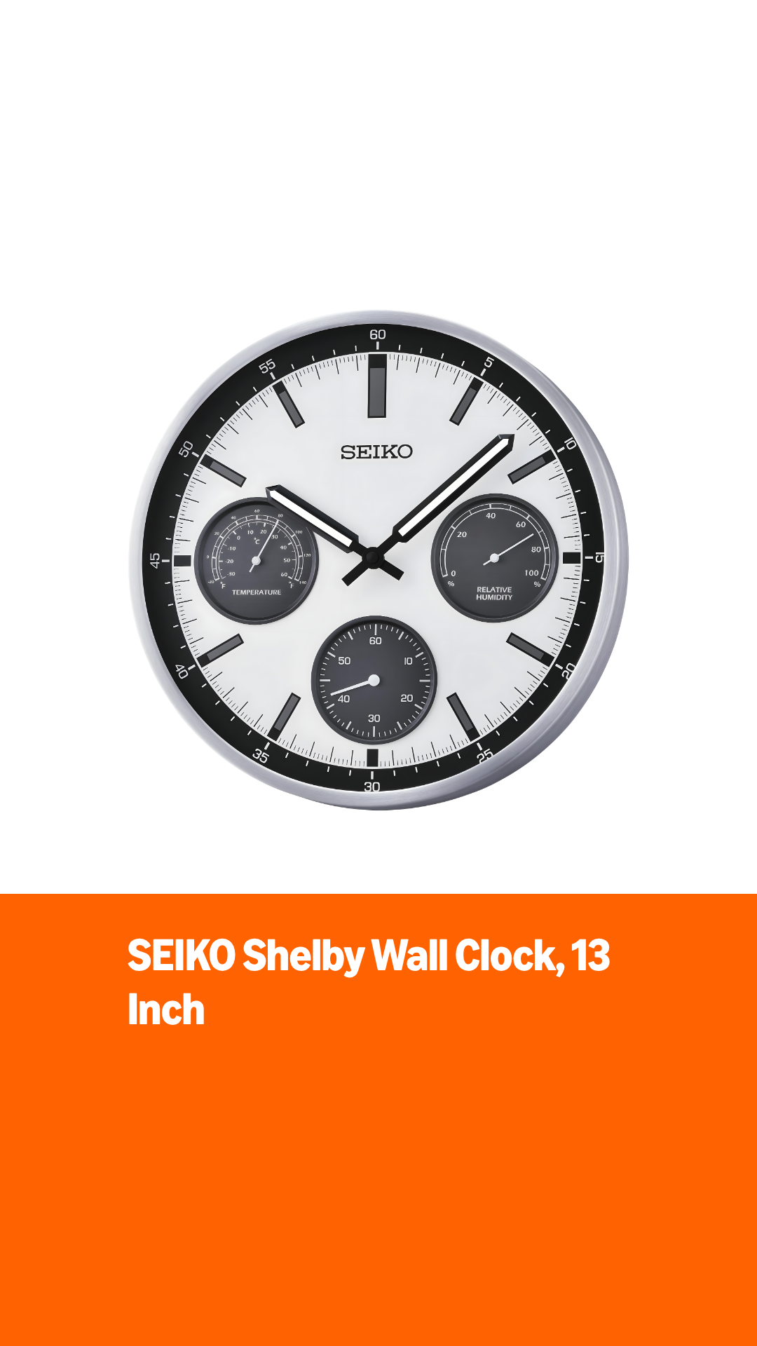 Amazon.com: SEIKO QXA823SLH Chronograph Style Wall Clock, Silver
