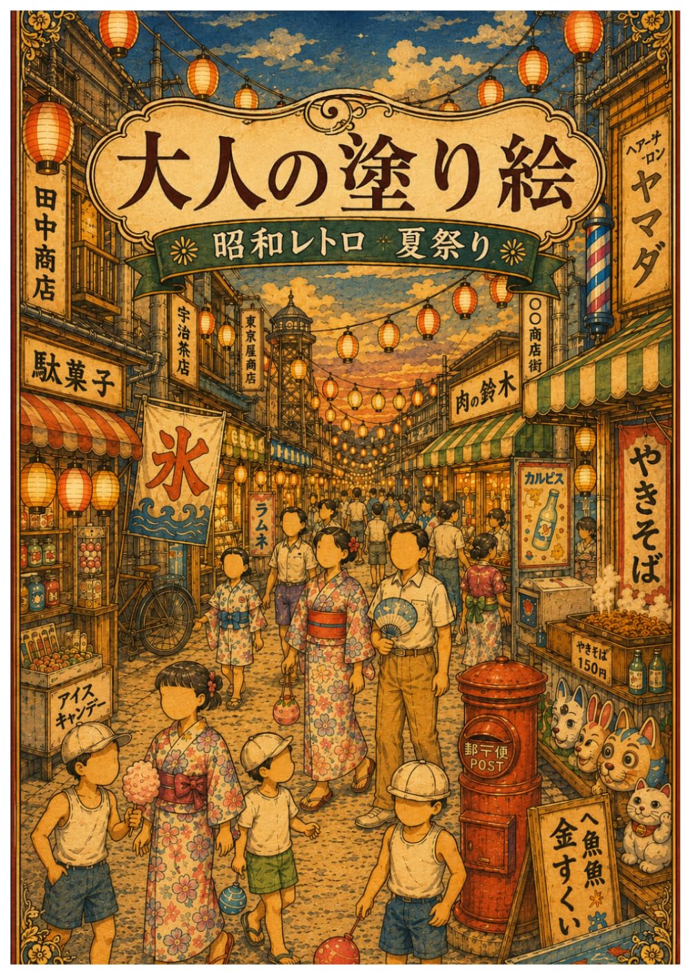大人の塗り絵: ～昭和レトロの夏祭り～