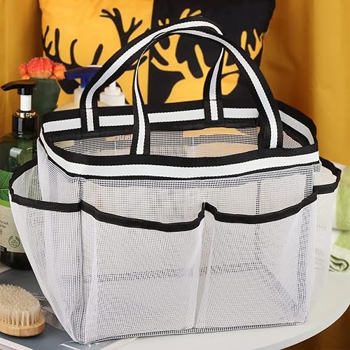Miniatura 4 de Bolsa de malla XL para ducha, grande, portátil, para dormitorio, gimnasio, campamento, baño, color blanco