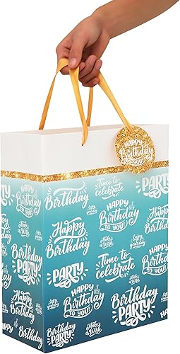 Miniatura 6 de Juego de bolsas de regalo grandes de 13 pulgadas con tarjeta de felicitación y papeles de seda (texto en forma de copo de nieve con etiqueta de