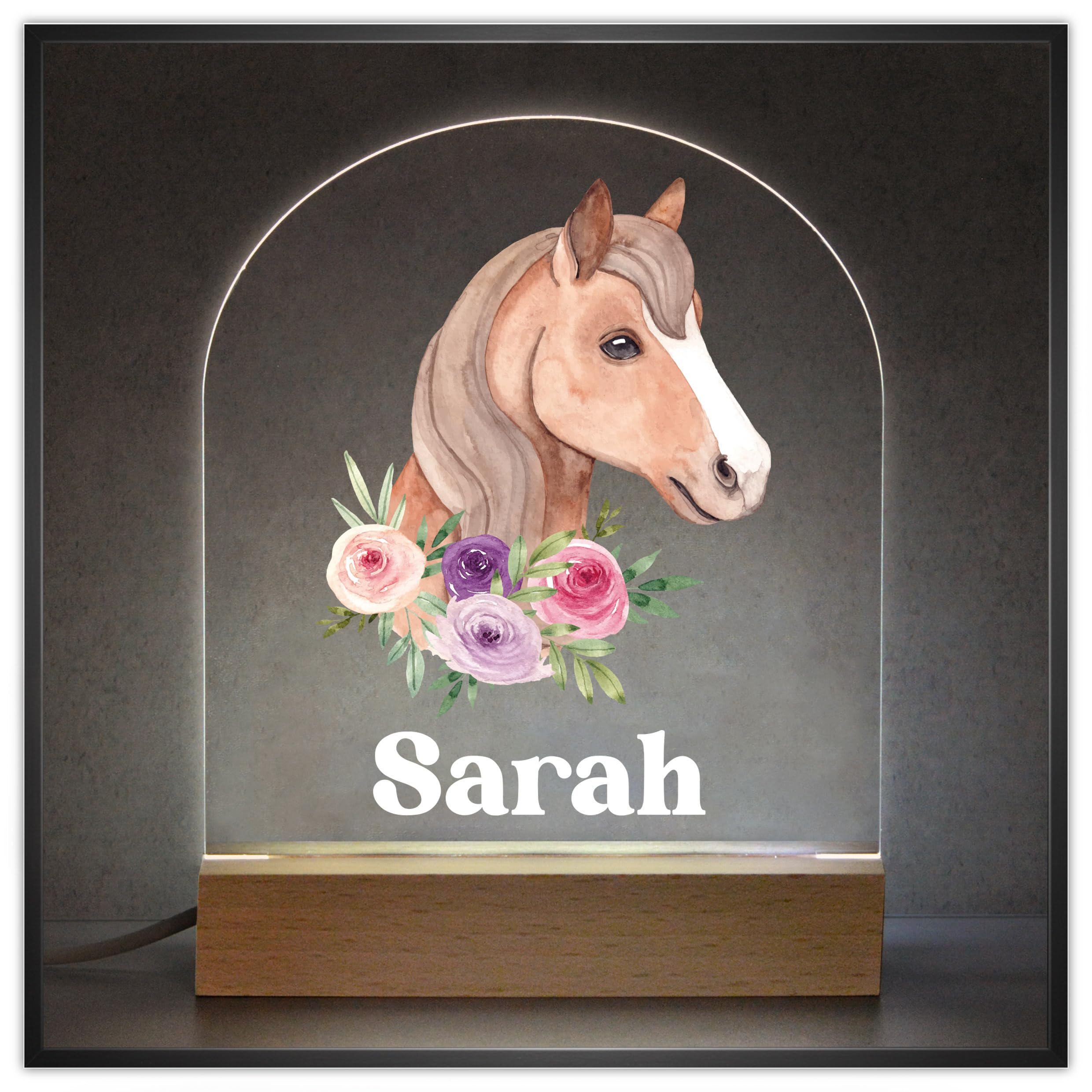 Beecreative Personalised Horse Gifts for Girls, Children - Personalised Horse Bedroom Light - Horse Riding Equestrian Gifts for Girls - Horse Birthday Gifts - Horse Christmas Gifts