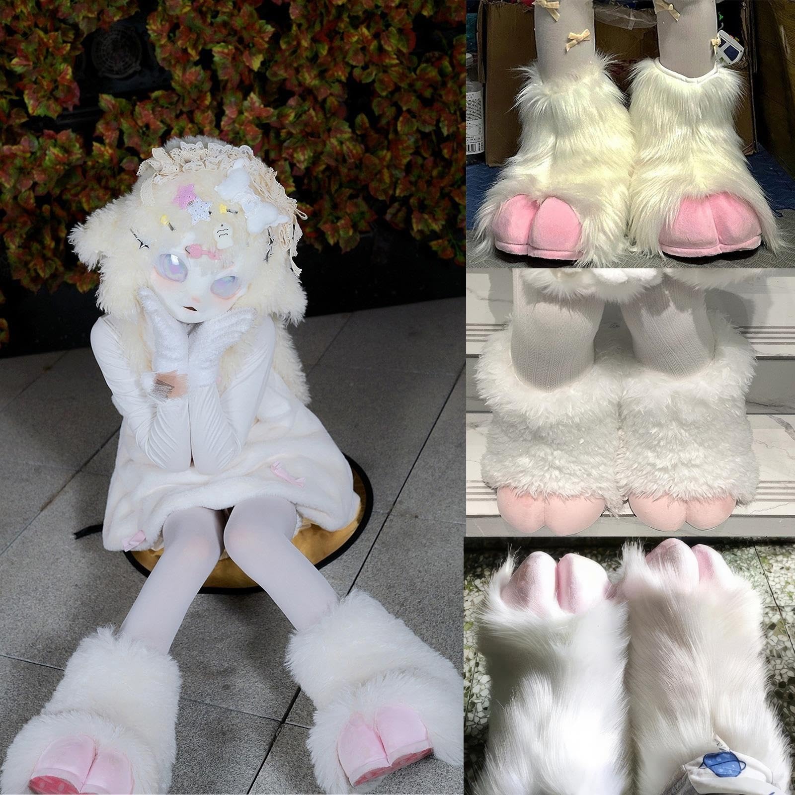 Botas Pezuña Peluche y Guantes Garra, Conjunto Disfraz 2 Piezas Adulto