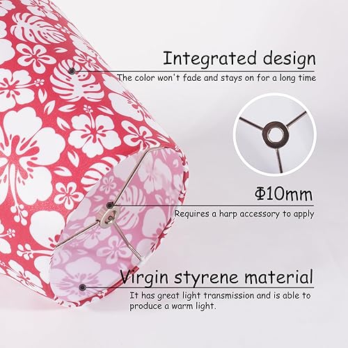 Miniatura 3 de NPVU Pantalla de lámpara pequeña, pantalla roja con estampado de flores blancas, adecuada para lámparas de mesa, lámparas de pie y lámparas