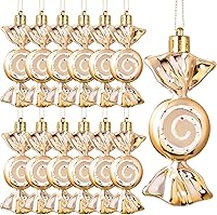 Vista 18 de Threan 12 adornos de caramelo de Navidad para decoración de árbol, adorno colgante con purpurina de bastón de caramelo de menta de Navidad con Rojo