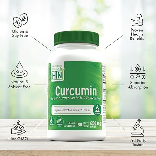 Miniatura 4 de Health Thru Nutrition Curcumin 650mg BCM-95 Curcugreen | Complejo de curcumina de cúrcuma | Alta absorción | Respuesta saludable a la inflamación |