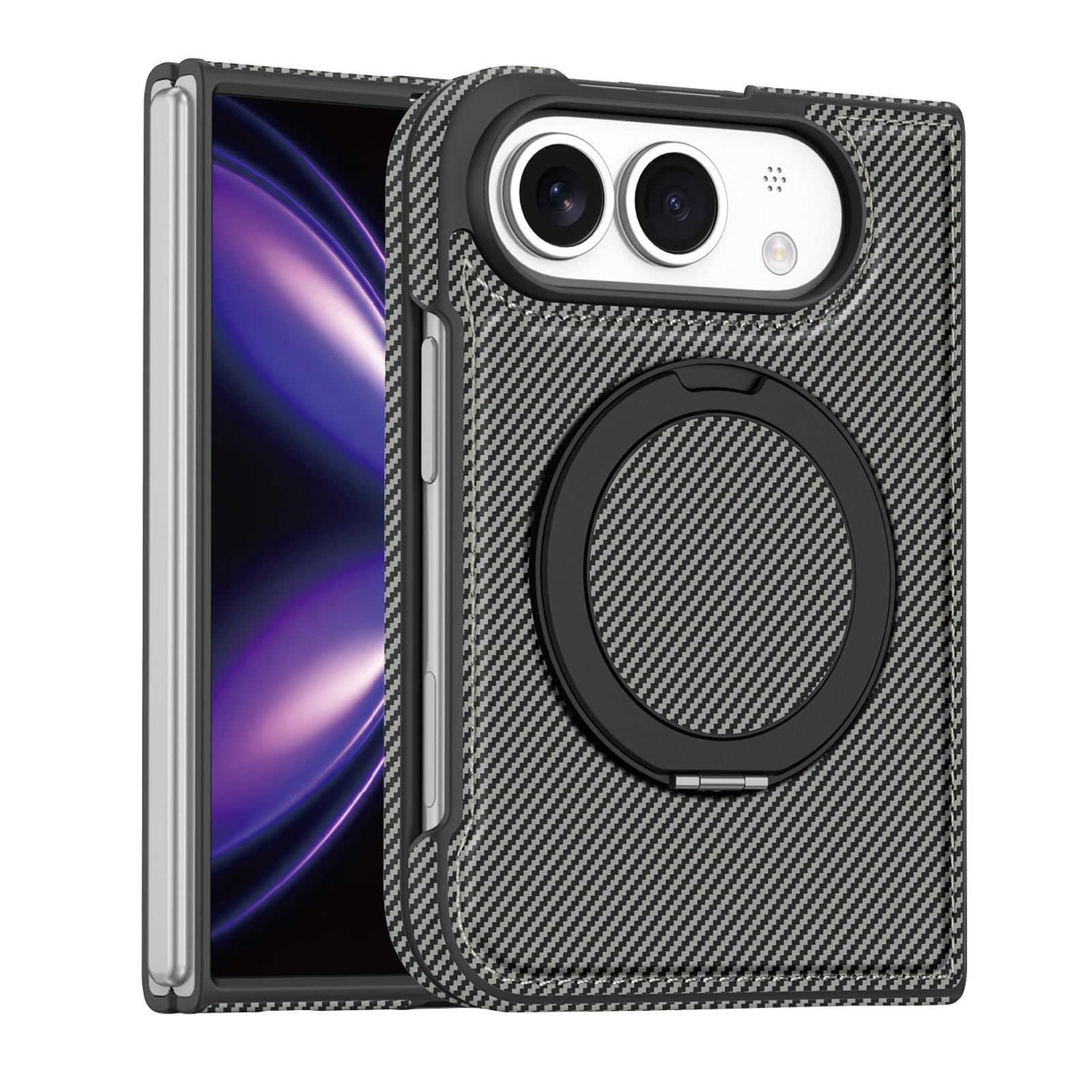 Skórzane etui do iPhone Duo, z magnetycznym uchwytem na pierścień obracany