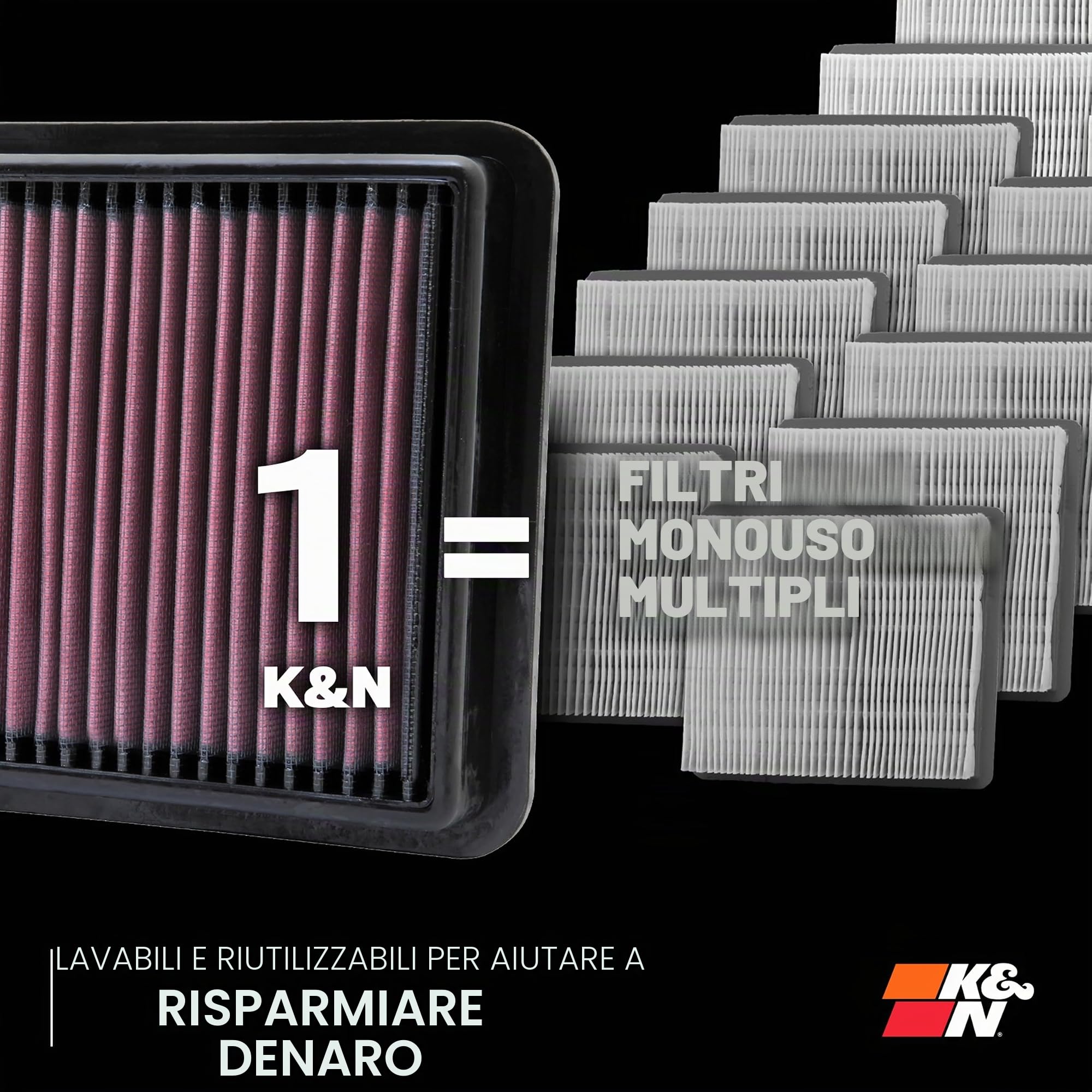 K&N 33-2448 Filtri Aria Sostitutivi Auto, Lavabile e Riutilizzabile