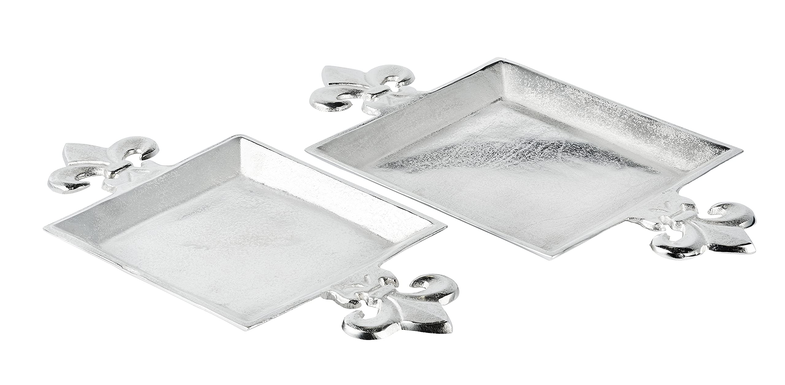 MichaelNoll Plateau Lilie - Plateau de service en aluminium argenté - Plateau de service en métal - Plateau argenté - Plateau décoratif - 44 ou 48 cm (48 x 26 x 3 cm)