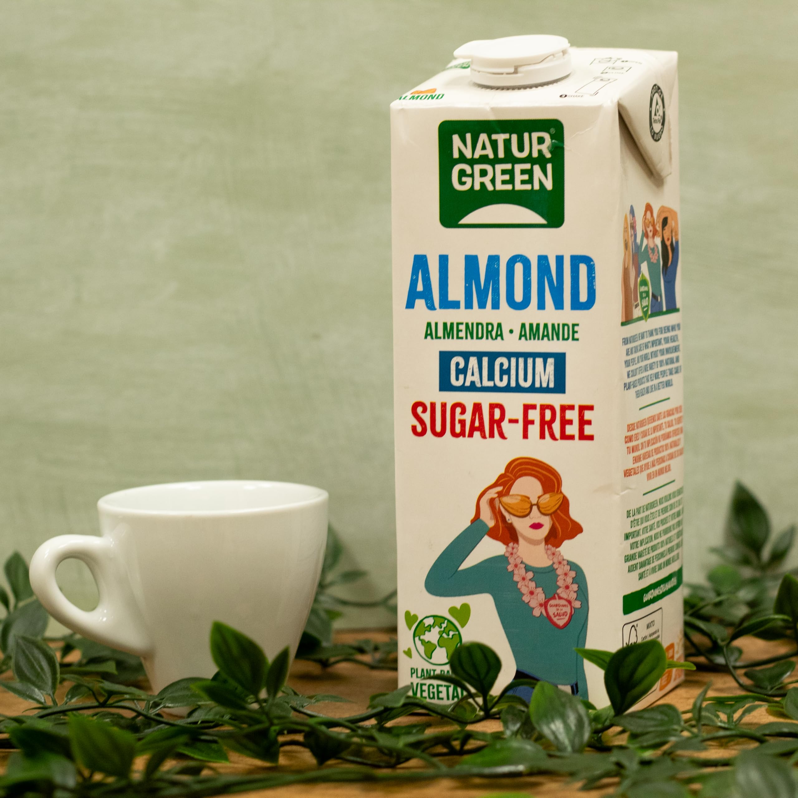 NaturGreen - Almond Calcium Sin Azúcar, Bebida Vegetal de Almendra sin Azúcares y con Calcio Añadido, 100% Vegano, Sin Soja, Sin Gluten, Sin Lactosa - 1L