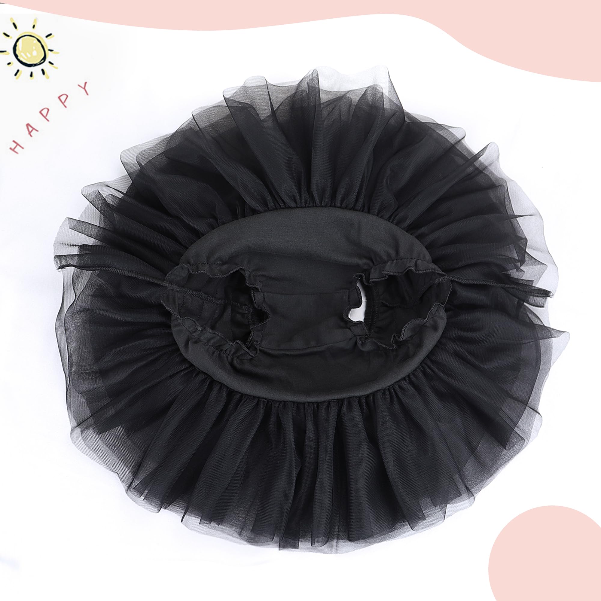 Baby Girls Tutu Skirt with Diaper Cover,Soft Tulle Skirt Infant Shorts with Headband Black