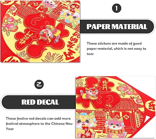 Miniatura 6 de BESTOYARD Pegatina de pared con personaje de la bendición del año nuevo del dragón 2024 Fu Festival de primavera, decoración de año nuevo chino para