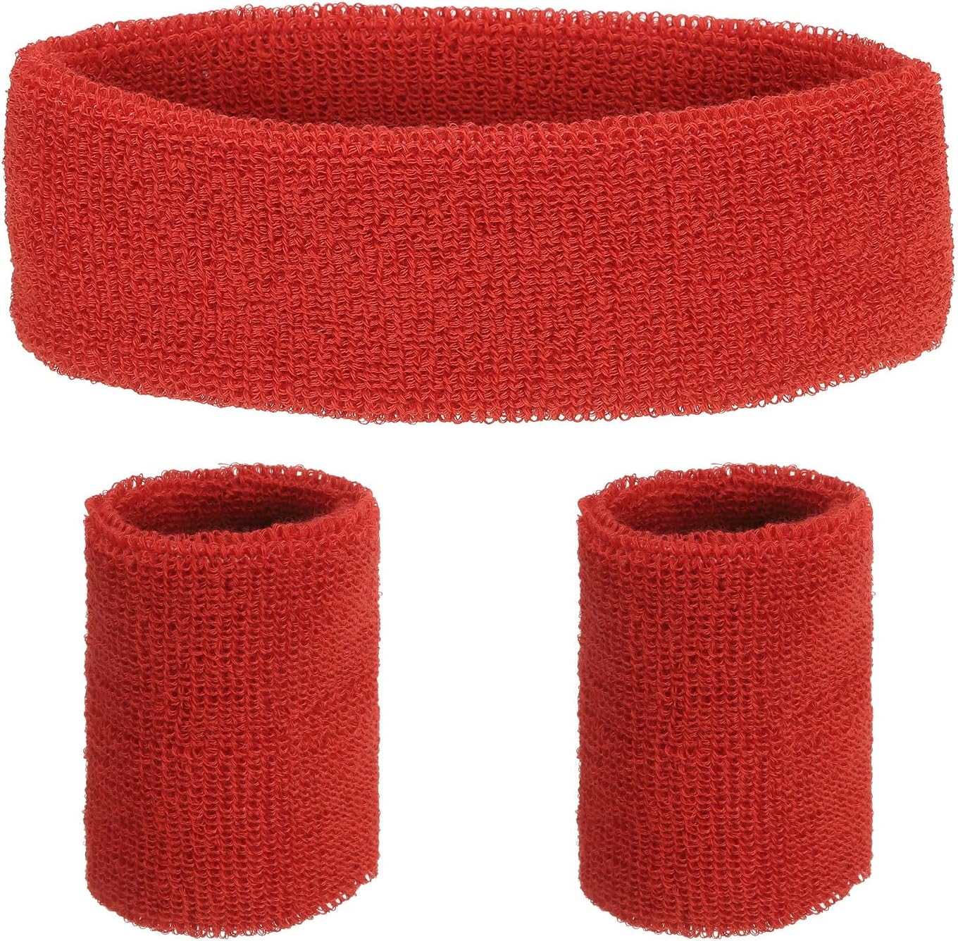 MECCANIXITY Sweat Band Set Sports Terry Cloth Headband Wristband Set Moisture Wicking Sweat Absorbing Head Band for Women Men Workout Exercise Basketball