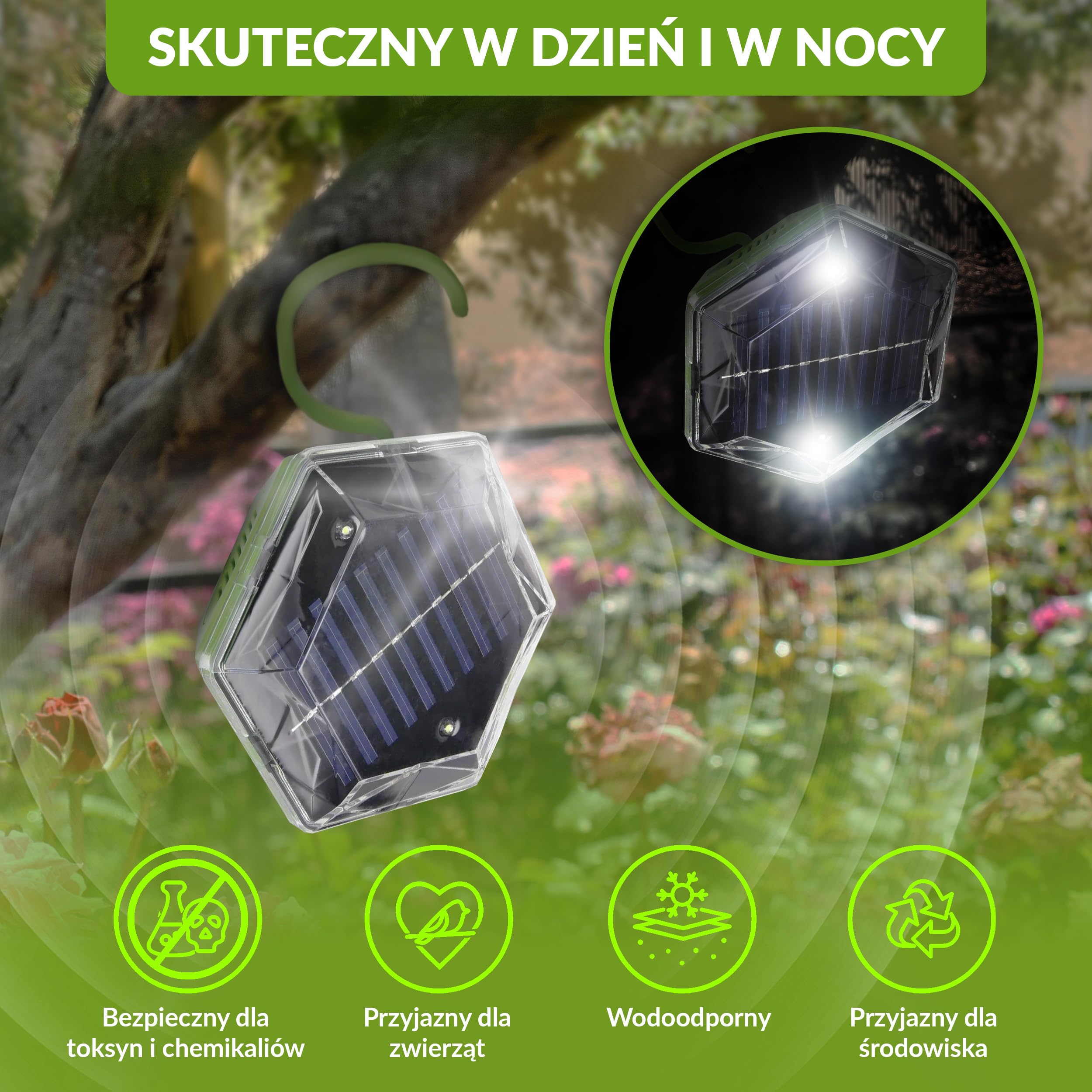 ISOTRONIC Solarny odstraszacz ptaków i gołębi – Ultradźwięki i lampa błyskowa – Na balkon i do ogrodu – Skuteczny na wróble, mewy i wrony – Zasięg 150 m² (3 sztuki)
