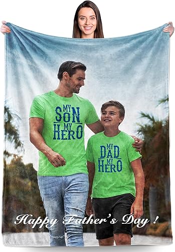 Vista 37 de Regalos personalizados para el día del padre, cumpleaños para papá de hija, esposa, hijo, regalos personalizados para el día del padre, manta con S1