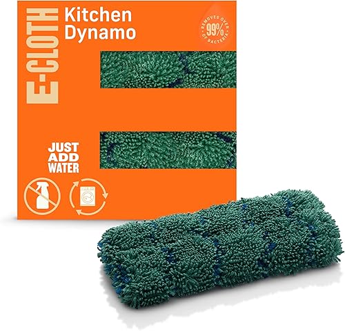 E-Cloth Kitchen Dynamo - Esponja de microfibra prémium antiarañazos, ideal para limpieza de platos, fregadero y encimera, 100 lavados, verde, 1
