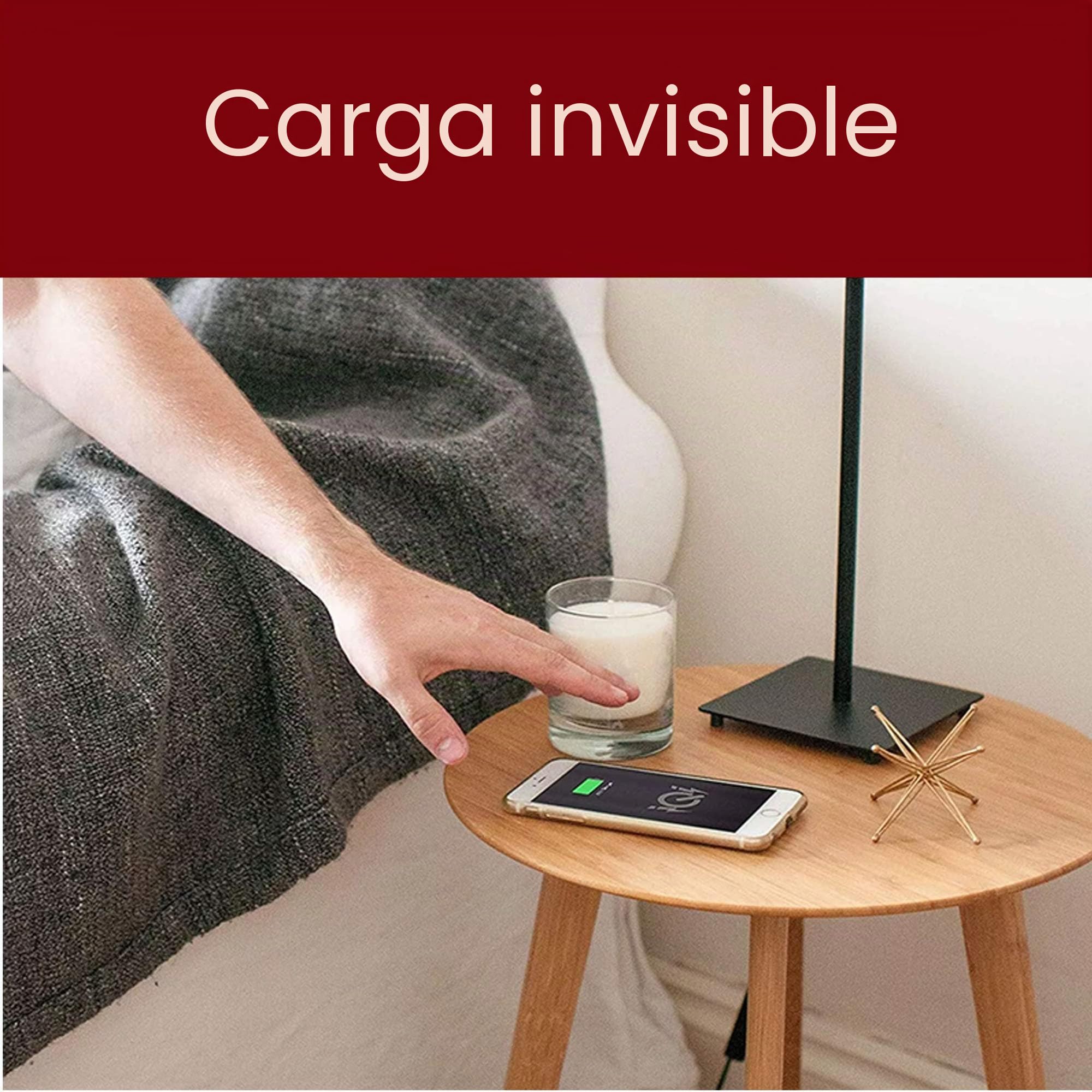 Kalb | 12 VDC QI Base e instalación Cargador Inalambrico Gris, Carga Inalambrica Distancia 3-18 mm Smart Wireless