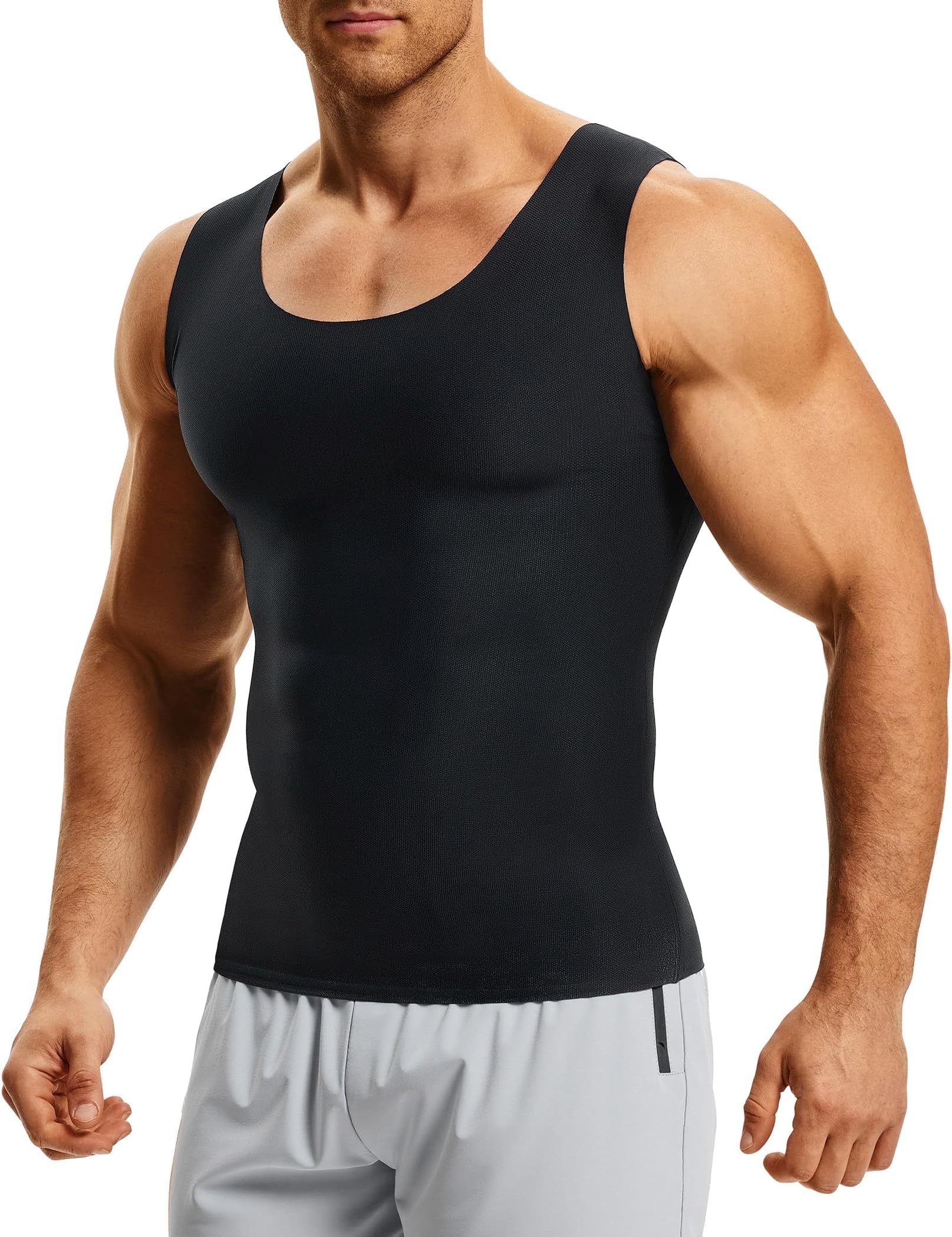 Nebility Débardeur de Compression Homme Maillot de Corps Gaine Ventre Plat T Shirt Minceur Body Gainant sous-vêtements sans Couture