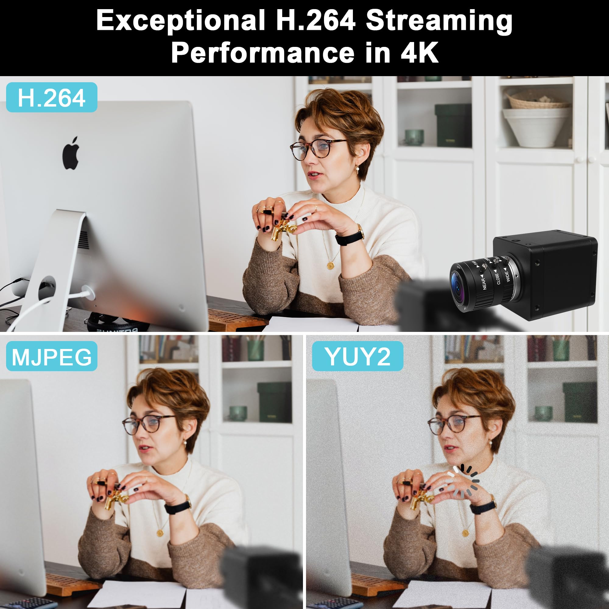 HDMI 4K USB Camera, 60fps USB3.0 Webcam ad alta velocità per PC