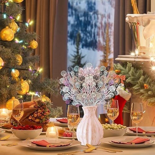 Miniatura 5 de TIANMU 30 piezas de selecciones de árbol de Navidad de 11.6 pulgadas, tallos de ramas de flores artificiales de Navidad, dulces de Navidad, coronas,