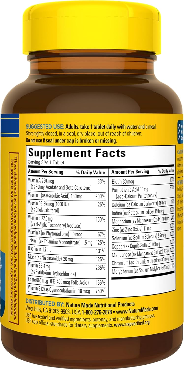 Nature Made Multivitamin for Him, Mens Multivitamins with No Iron, Daily Nutritional Support, Nature Made Multi Mens Vitamins & Minerals, 90 Tablets, 90 Day Supply - Image 8