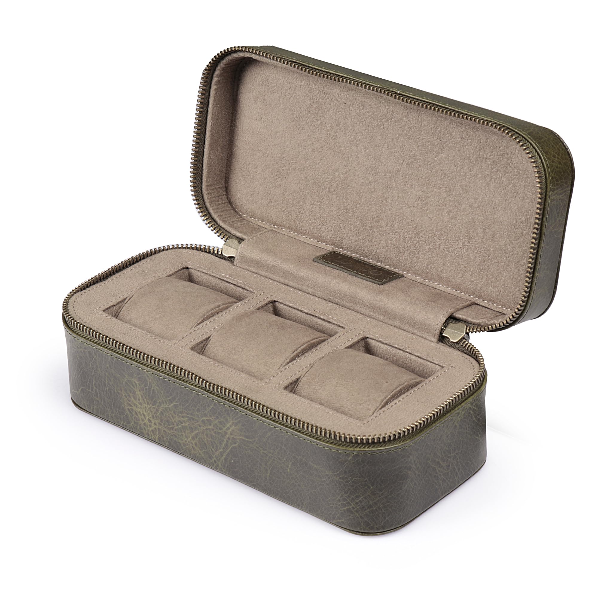 Londo Belmont - Scatola per orologi in vera pelle, elegante e resistente, custodia protettiva per orologi, organizer di alta qualità per collezionisti di uomini e donne (verde)
