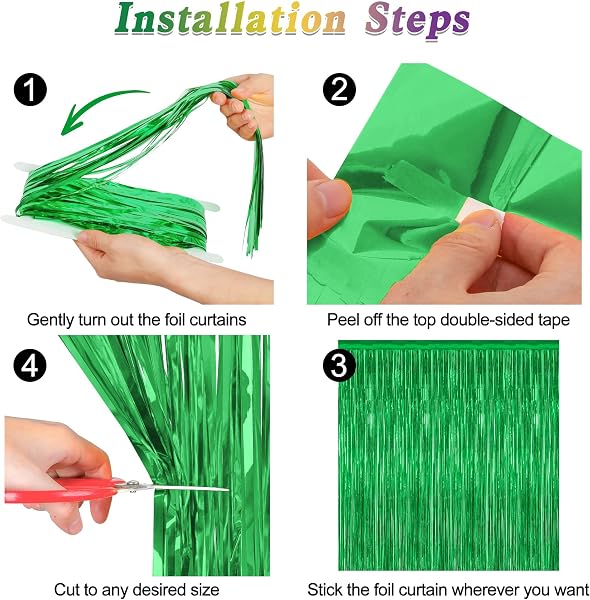 2 Pack Tinsel Backdrop, 3.28 FTx7.05 FT Green St Patricks Day Party Decorations, Metallic Backdrop Curtains Tinsel Curtains Streamer Backdrop, Party Supplies Wall Decor for St. Patricks Party Birthday - 3