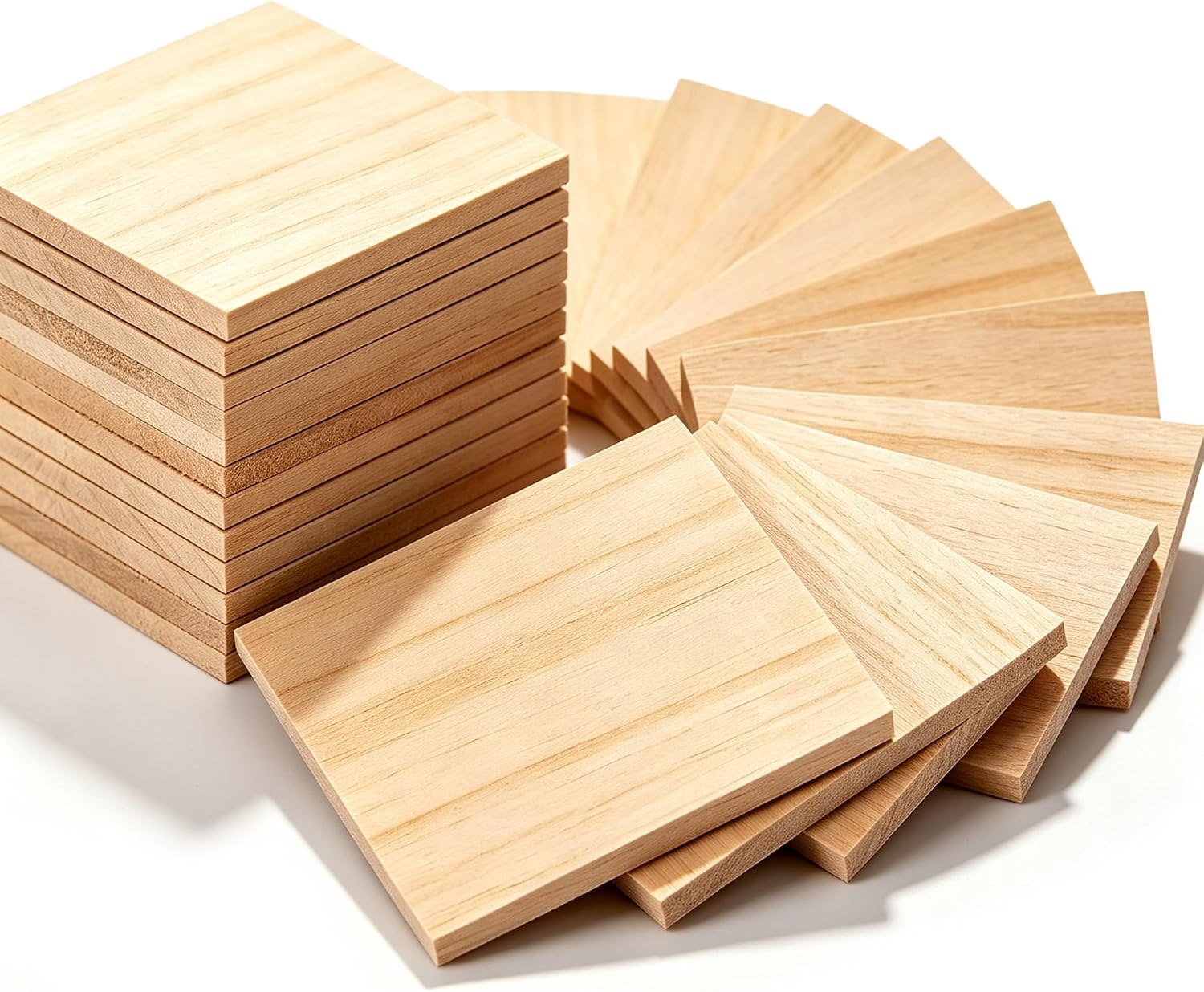 30 Pack Unfinished Pine Wood Squares, 3.9x1.57x1/4 inch Blank Square Wood Tiles with Rounded Corners for Coasters, Wood Burning, Laser Engraving, Painting, DIY Crafts & Holiday Decor