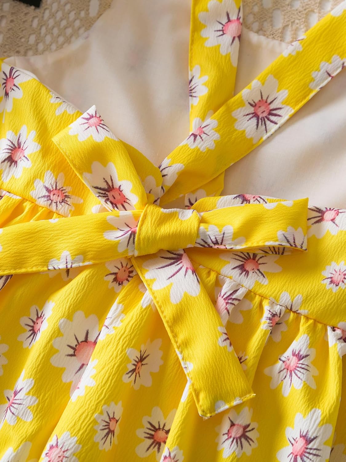 NNJXD Floral Girl Printed Dress Ruffles Sleeve Tie Back Summer Casual Sundress Toddler Kids Clothes - Image 5