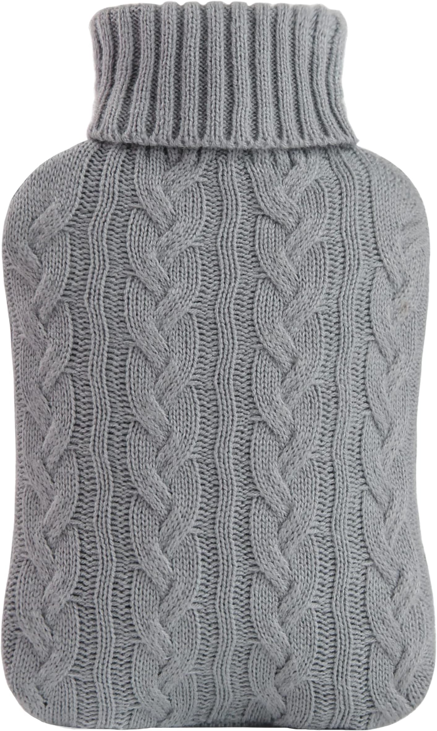 samply Hot Water Bottle with Knitted Cover, 2L Hot Water Bag for Hot and Cold Compress, Hand Feet Warmer, Neck and Shoulder Pain Relief, Gray