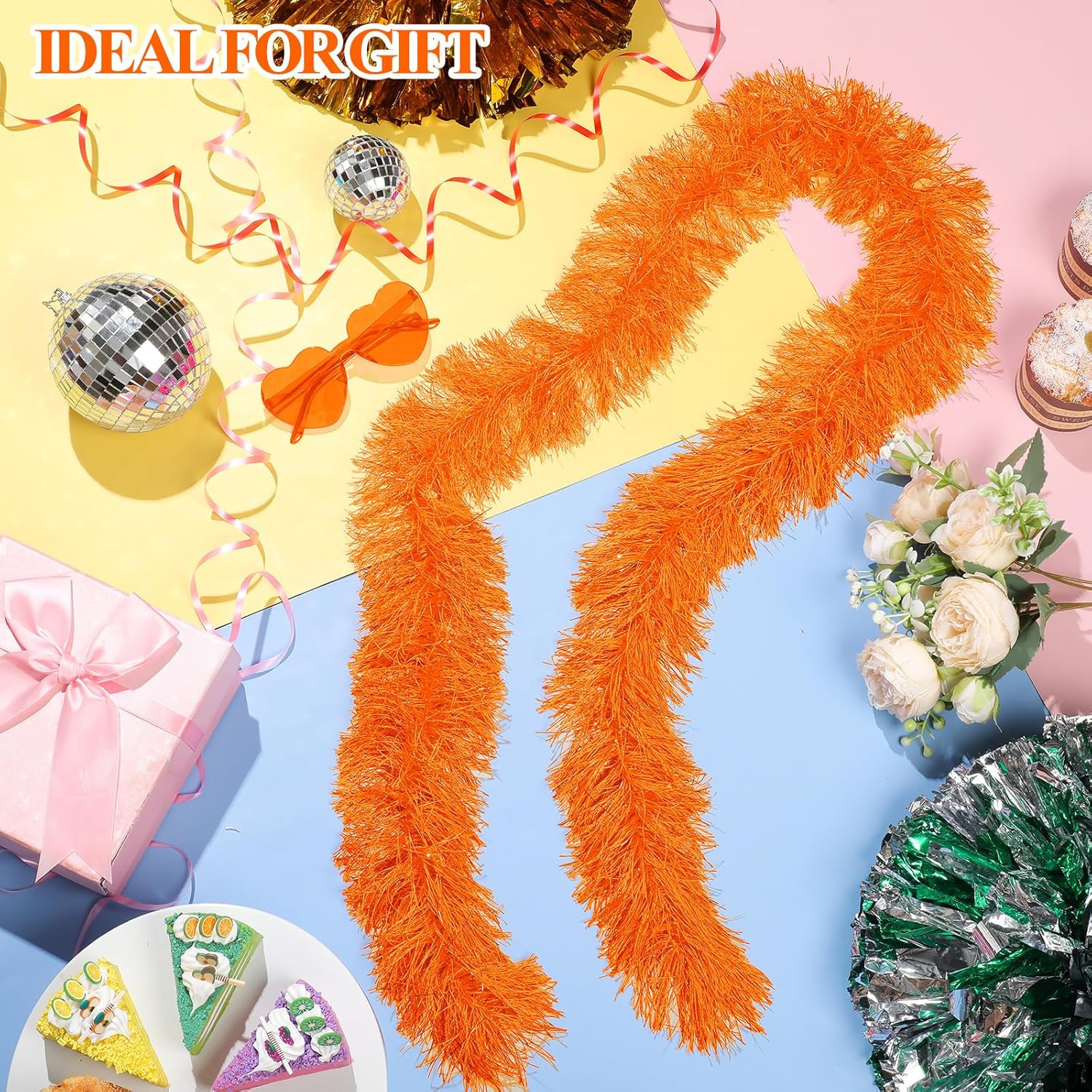 Panitay 5 Ft Feather Boas and Heart Sunglasses Set Artificial Fluffy Boas for Bachelorette Party Women Halloween