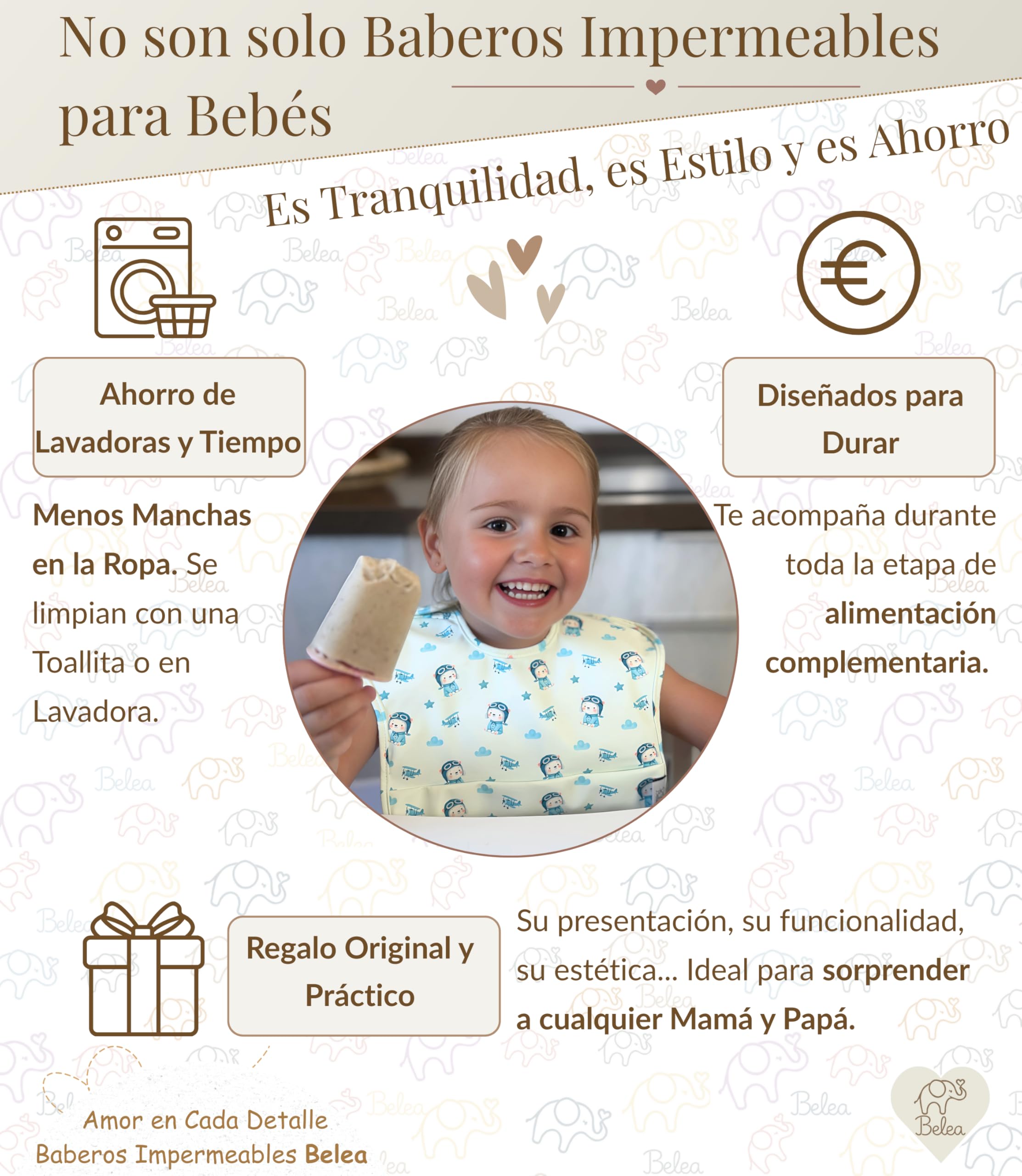 Pack 2 Baberos Bebe Impermeables Sin Mangas BLW 6 Meses a 5 Años Bolsillo Recogemigas Babete Impermeável Babero Infantil Sin BPA Regalo Baby Shower Cumpleaños Bebé — view 9