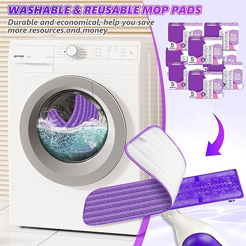 Miniatura 5 de 6 almohadillas reutilizables para mopa compatibles con Swiffer PowerMop  SEVENMAX de 15 pulgadas de microfibra de repuesto para mopa de piso,