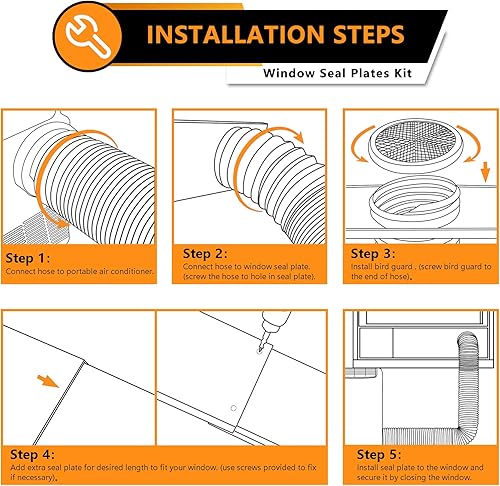 Miniatura 6 de LBG Products Kit de placas de sellado de ventana de aire acondicionado portátil, unidad de ventana de CA vertical, kit de ventilación de ventana de