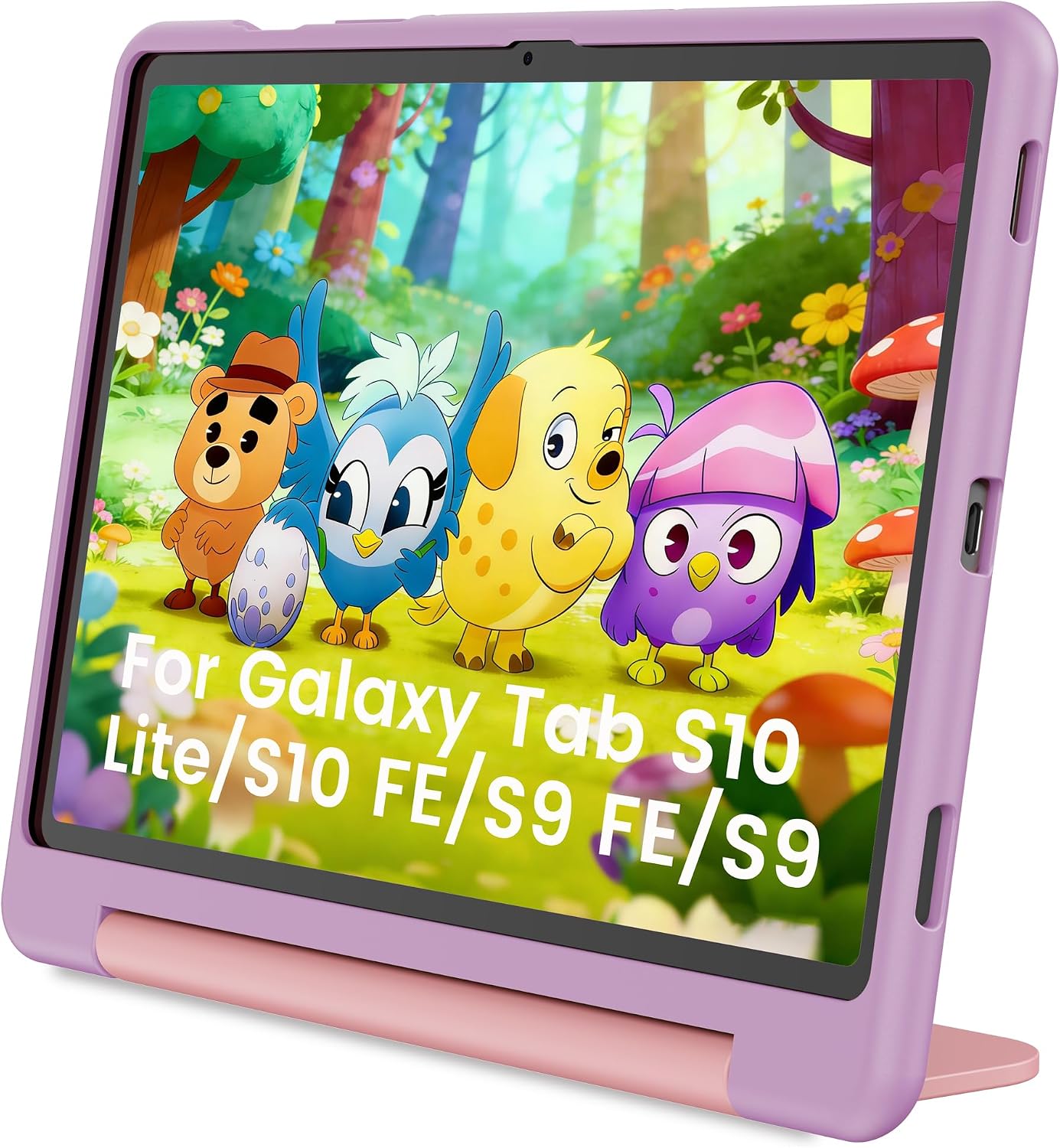 INFILAND Kids Case for Samsung Galaxy Tab S10 FE / S10 Lite / S9 FE 5G 10.9", Galaxy Tab S9 11", Durable Soft Shockproof Stand Protective Cover with Handle (Lavender-Pink)